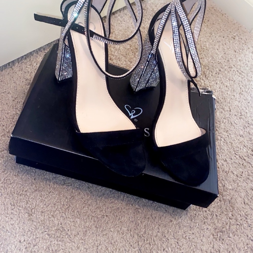 Windsor Black and Silver Strappy Heels
